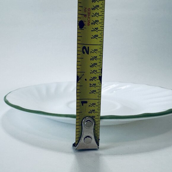 Corelle by Corning Green Rim White Swirl Callaway Ivy SET OF 3 Saucers 6 1/4" - Picture 7 of 14